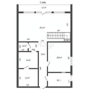 Дом 100м&sup2;, 2-этажный, участок 6 сот.  