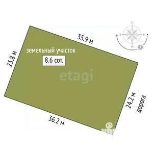 Дом 60м², 1-этажный, участок 9 сот.  