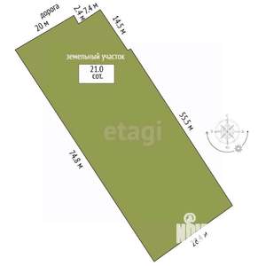 Дом 68м², 1-этажный, участок 21 сот.  