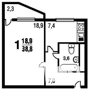 1-к квартира, на длительный срок, 40м2, 2/10 этаж