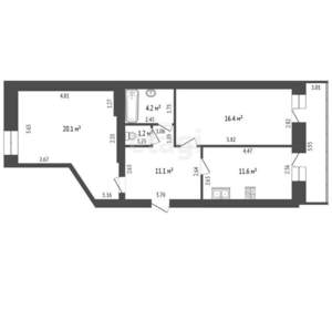 2-к квартира, вторичка, 64м2, 4/9 этаж