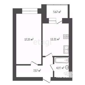 1-к квартира, вторичка, 41м2, 5/5 этаж