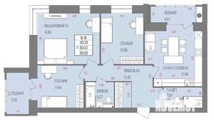 3-к квартира, строящийся дом, 94м2, 8/9 этаж