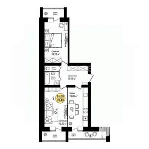 2-к квартира, вторичка, 78м2, 6/9 этаж