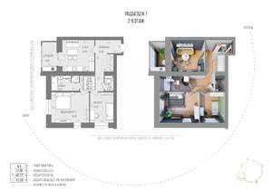 2-к квартира, строящийся дом, 69м2, 6/9 этаж