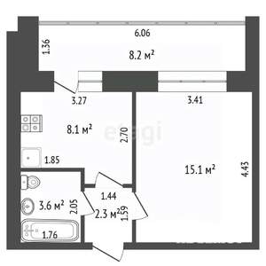 1-к квартира, вторичка, 33м2, 3/6 этаж