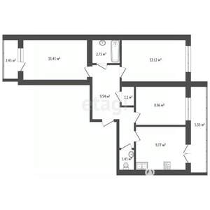 3-к квартира, вторичка, 65м2, 5/9 этаж