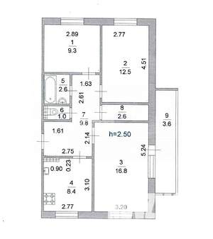 3-к квартира, вторичка, 63м2, 4/10 этаж