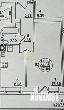 1-к квартира, вторичка, 39м2, 8/9 этаж