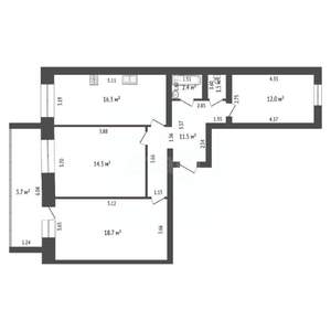 3-к квартира, вторичка, 80м2, 5/5 этаж