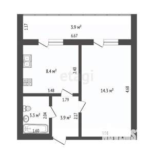 1-к квартира, вторичка, 39м2, 7/9 этаж