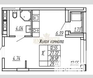 1-к квартира, вторичка, 29м2, 5/16 этаж