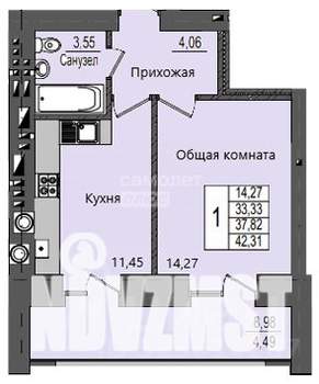 1-к квартира, вторичка, 38м2, 8/9 этаж