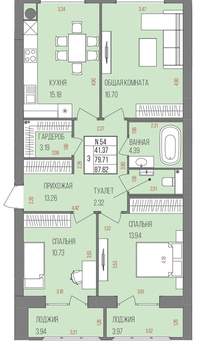3-к квартира, вторичка, 88м2, 4/9 этаж