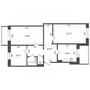 3-к квартира, вторичка, 76м2, 6/10 этаж