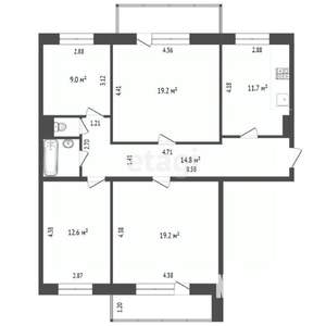 4-к квартира, вторичка, 90м2, 1/10 этаж