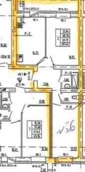 2-к квартира, вторичка, 69м2, 6/9 этаж