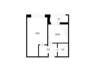 1-к квартира, вторичка, 44м2, 7/9 этаж