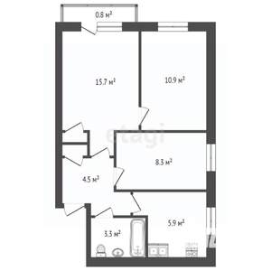 3-к квартира, вторичка, 49м2, 2/5 этаж