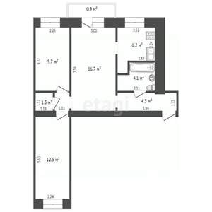 3-к квартира, вторичка, 56м2, 2/5 этаж