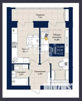 1-к квартира, вторичка, 41м2, 7/9 этаж