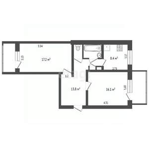 2-к квартира, вторичка, 67м2, 2/5 этаж