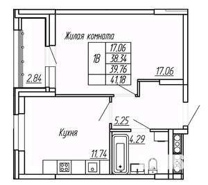 1-к квартира, вторичка, 40м2, 13/16 этаж