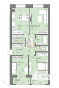 3-к квартира, вторичка, 88м2, 4/9 этаж
