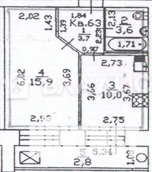 1-к квартира, вторичка, 33м2, 9/9 этаж