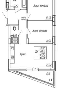 2-к квартира, вторичка, 62м2, 10/16 этаж