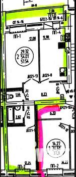 2-к квартира, вторичка, 58м2, 1/9 этаж