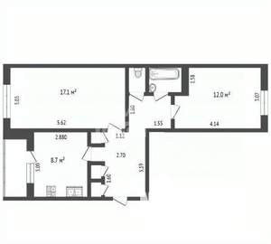 2-к квартира, вторичка, 55м2, 3/5 этаж