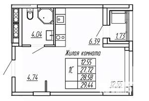 Студия квартира, вторичка, 29м2, 9/16 этаж