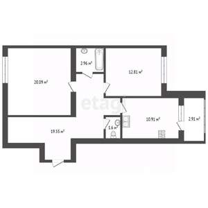 2-к квартира, вторичка, 70м2, 6/9 этаж