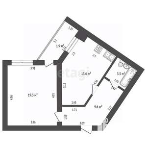 1-к квартира, вторичка, 46м2, 10/10 этаж