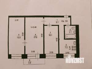3-к квартира, вторичка, 56м2, 5/5 этаж