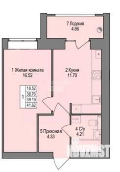 1-к квартира, вторичка, 42м2, 8/9 этаж