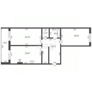 2-к квартира, вторичка, 71м2, 1/9 этаж