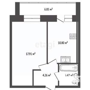 1-к квартира, вторичка, 41м2, 2/9 этаж