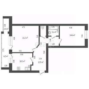 2-к квартира, вторичка, 70м2, 5/5 этаж