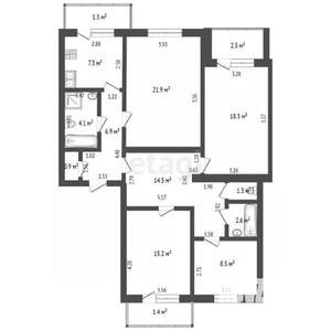 3-к квартира, вторичка, 107м2, 3/5 этаж