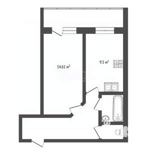 1-к квартира, вторичка, 40м2, 9/9 этаж