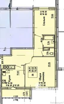 2-к квартира, вторичка, 72м2, 6/9 этаж