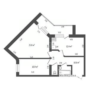 2-к квартира, вторичка, 72м2, 2/4 этаж