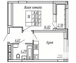 1-к квартира, вторичка, 37м2, 5/16 этаж