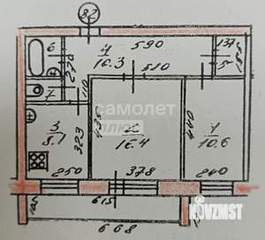 2-к квартира, вторичка, 55м2, 10/10 этаж