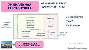 2-к квартира, вторичка, 65м2, 12/14 этаж
