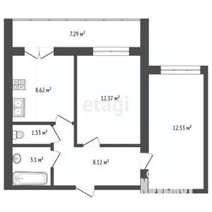 2-к квартира, вторичка, 54м2, 3/9 этаж