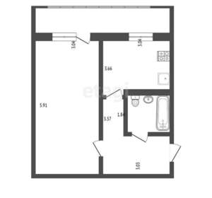 1-к квартира, вторичка, 39м2, 6/10 этаж