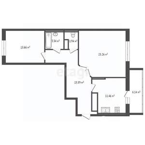 2-к квартира, вторичка, 72м2, 5/14 этаж